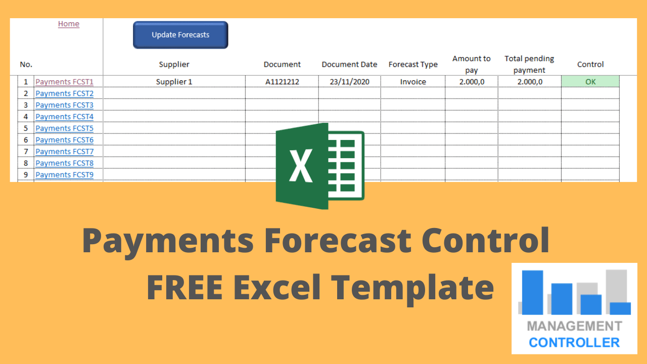 Payments Forecast Control FREE Excel Template