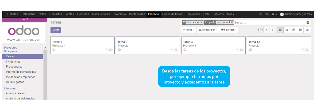 12 filtrar lista tareas por proyecto ERP ODOO 2